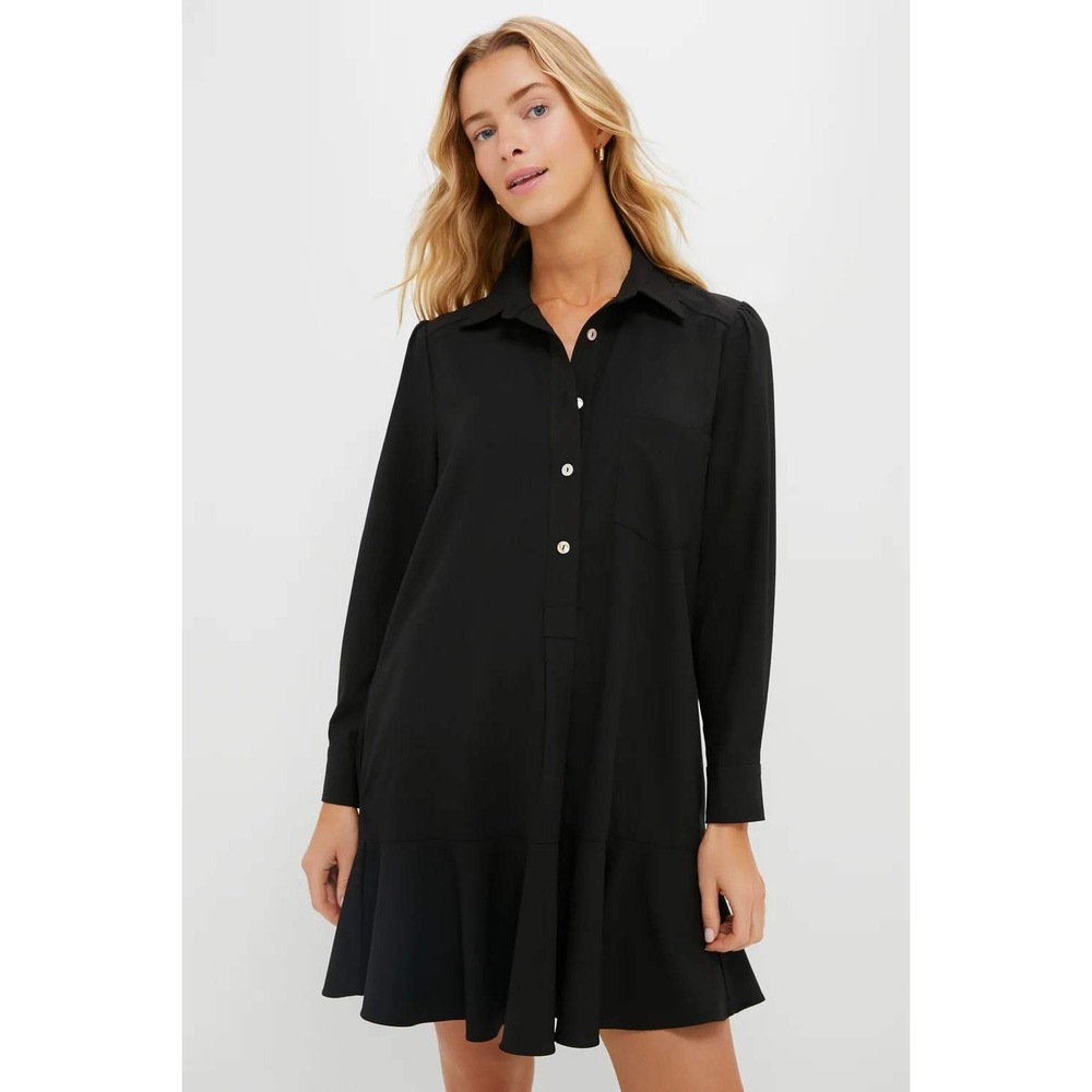 Tuckernuck Black Button-Front Mini Dress